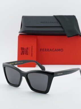 Salvatore Ferragamo SF2039SE 001 Cat Eye Sunglasses - Black / Grey